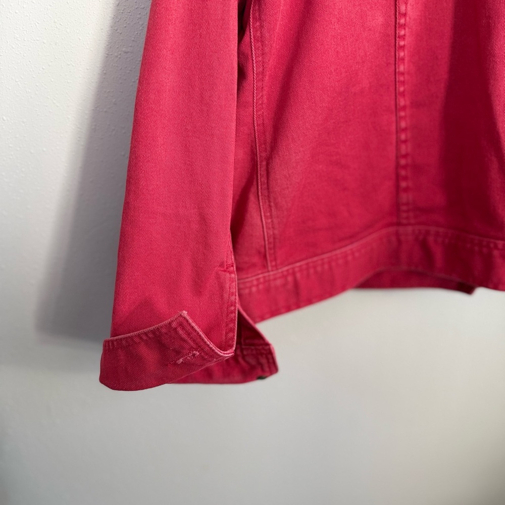 Ralph Lauren Red Denim Jacket Large Trucker Button Front Cotton Jean Jacket XL - Picture 7 of 11